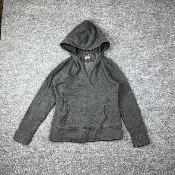 tek gear Tops - Tek Gear Hoodie Womens Small Gray Cotton Fleece V Neck Running Trail Athleisure
